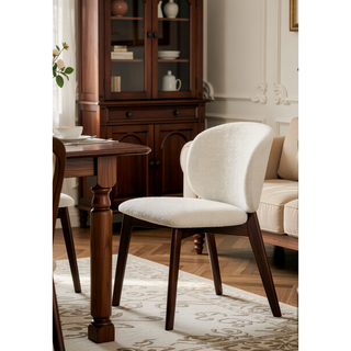Sunvega Mallin Gray Chenille & Walnut Side Chair with Padded Seat and Back Cushion