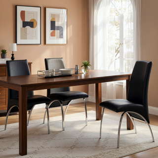 Sunvega Contemporary Faux Leather Armless Side Chairs with Metal Legs Set of 2
