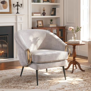 Sunvega Contemporary Glam Velvet Accent Chair with Gold Metal Accents