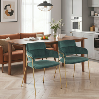 Sunvega Gold Metal Frame and Velvet Upholstery Contemporary Chair Set of 2