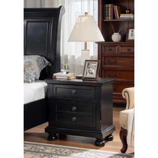 Sunvega Gray Modern Nightstand with Full Extension Drawers and Felt-Lined Top