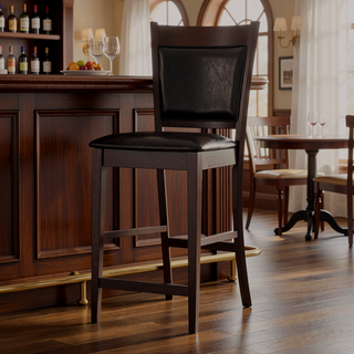 Sunvega Black and Espresso Upholstered Counter Height Stools Set of 2 for Dining Space