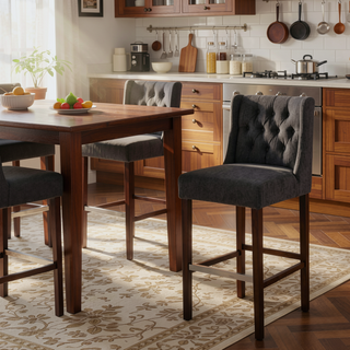 Sunvega Modern Minimalist Bar Stool with Metal Legs and High Density Fabric Seat
