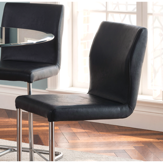 Sunvega Contemporary Black Leatherette High Chairs with Chrome Legs Set of 2