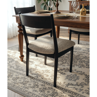 Sunvega Peppercorn Finish Elm Veneer Upholstered Seat and Back Chair Set of 2