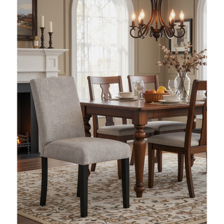 Sunvega Contemporary Parson Style Upholstered Dining Chairs with Gray Fabric