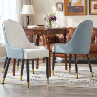 Sunvega Modern Faux Leather Dining Chairs Set of 2 with Metal Legs for Living Room