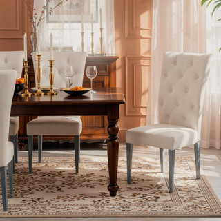 Sunvega Modern Velvet Upholstered Dining Chair Set with Tufted Back and Gold Legs