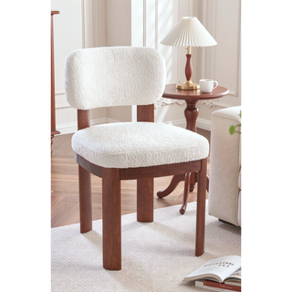 Sunvega Modern Farmhouse Dining Chairs Set of 2 with Upholstered Fabric and Wood Legs