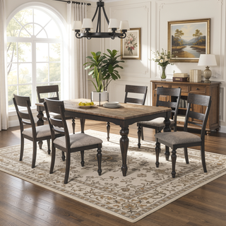 Sunvega Mango Oak Wood Dining Side Chair Set of 2 with Foam-Padded Seats