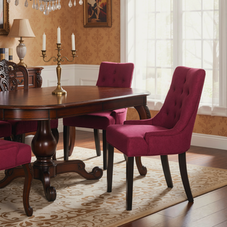 Sunvega Contemporary Upholstered Dining Chairs with Tufted Diamond Stitch and Wood Legs