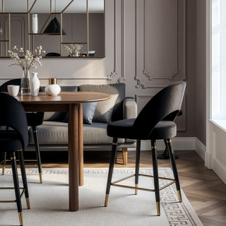 Sunvega Black Open Back Counter Height Stools with Gold Accents for Bar Seating