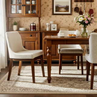 Sunvega Ellis Dining Chair Set of 2 with Linen Upholstery and Full Back Support