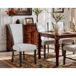 Sunvega Contemporary Glam Upholstered Dining Side Chair with Plush Gray Fabric