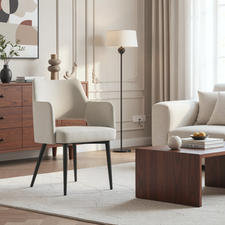 Sunvega Modern Dining Arm Chair with Leatherette Upholstery and Steel Frame