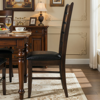 Sunvega Padded Seat Side Chairs with Ladder Back Design and Chunky Straight Legs