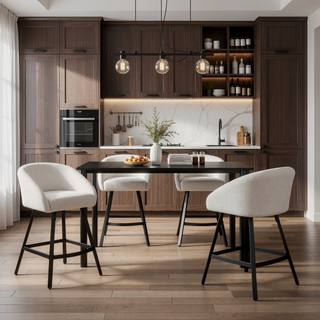 Sunvega Upholstered Bar Stool with Soft Backrest and Armrest for Kitchen Island