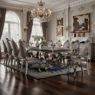 Sunvega Upholstered Floral Faux Leather Side Chairs with Nailhead Trim and Cabriole Legs