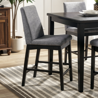 Sunvega Contemporary Dark Walnut Counter Height Chair with Upholstered Seat and Back