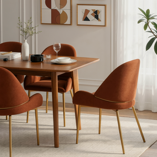 Sunvega Modern PU Leather Dining Chair with Metal Legs in Beige Set of 2
