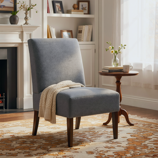 Sunvega Modern Gray Accent Chair with Tufted Upholstery and Wood Legs for Living Room
