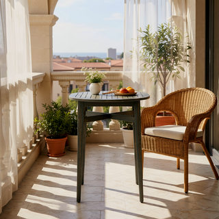 Sunvega Rustic Acacia Wood Bar Table with Slat Design and X-Stretcher for Outdoor
