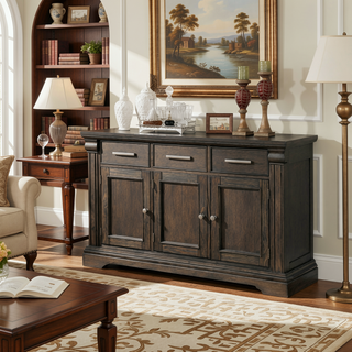 Sunvega Transitional Espresso Frame Side Chairs with Padded Seat Back and Nailhead Trim