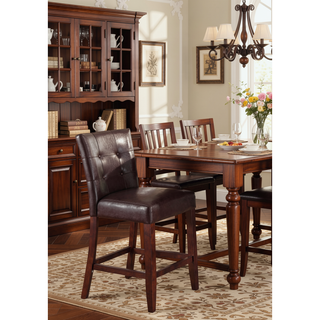 Sunvega Wooden Counter Height Table with 2 Drop Leaves and Stemware Storage Rack