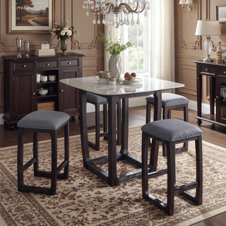 Sunvega Weathered Espresso Backless Counter Stool with Grey Fabric Seat Cushion