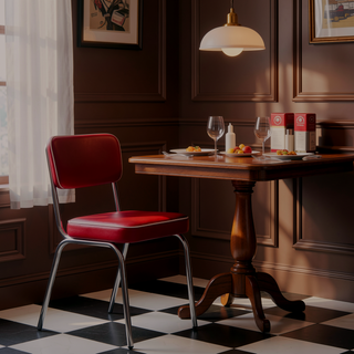 Sunvega Vintage Inspired Chrome Frame with Curved Legs and Padded Seat Side Chairs
