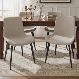 Sunvega Modern Upholstered Faux Leather Dining Chairs with Sturdy Metal Legs