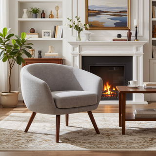 Sunvega Contemporary Accent Lounge Chair with Walnut Wood Legs and Padded Seat