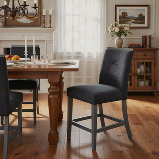 Sunvega Light Gray Contemporary Bar Stools with Padded Slat Design Back-Seat Cushions
