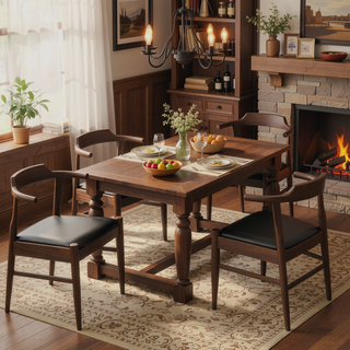 Sunvega Mid-Century Modern Leather Dining Chair Set of 2 for Living Room