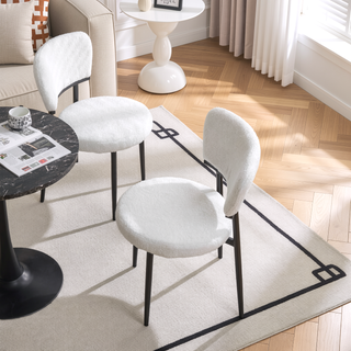 Sunvega Modern Upholstered Dining Chairs with Soft Seat and Metal Legs Set of 2 White