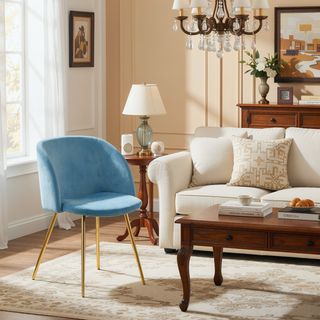 Sunvega Fran Contemporary Dining Chairs with Velvet Upholstery and Metal Legs Set of 2