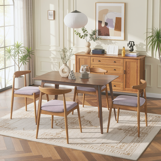 Sunvega Set of 2 Rubberwood Dining Chairs with Ergonomic Backrest and Plush Comfort Cushions
