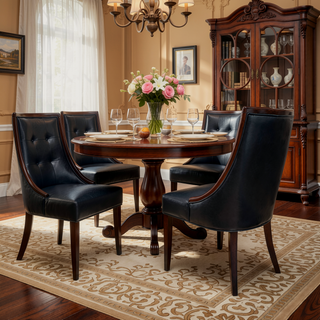 Sunvega Faux Leather Dining Chair Set of Two with Espresso Finish Wooden Legs