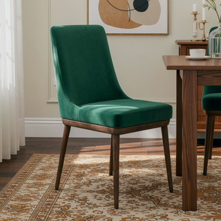 Sunvega Mid-Century Modern Velvet Upholstered Dining Chair Set of 2 with Solid Wood Structure