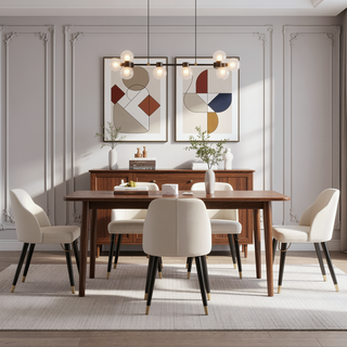 Sunvega Modern Faux Leather Upholstered Dining Chair with Gold Metal Ferrules