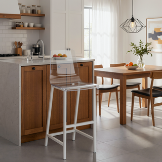 Sunvega Modern Chrome Bar Stools with Backrest and Footrest Set of 2