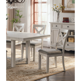 Sunvega Rustic White Oak Farmhouse 2pcs Dining Chairs with Cushion Seat