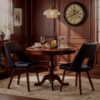 Sunvega Mid-Century Modern Upholstered Chair with Faux Leather and Open Backrest