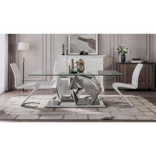 Sunvega Z-Shape Dining Chair with Padded Seating and PU Finish Kit of 2