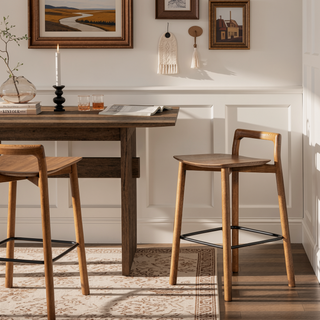 Sunvega 26.5 Inch Modern Minimalist Low Back Wood Counter Stool in Dark Brown Walnut
