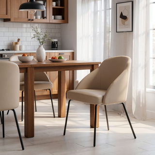 Sunvega Modern Upholstered Leatherette Dining Chair with Gold Steel Frame