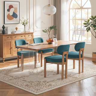 Sunvega Modern Upholstered Wooden Dining Chairs Set of 2 for Small Spaces