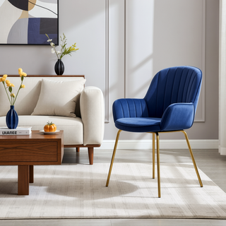 Sunvega Chic Wingback Side Chair with Plush Velvet Upholstery and Gold Metal Legs
