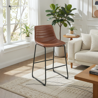 Sunvega Modern Upholstered Counter Height Chair Set with Sled Base Footrest