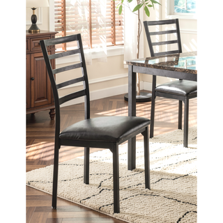 Sunvega Black Faux Leather Upholstered Metal Frame Dining Chairs Set of 4